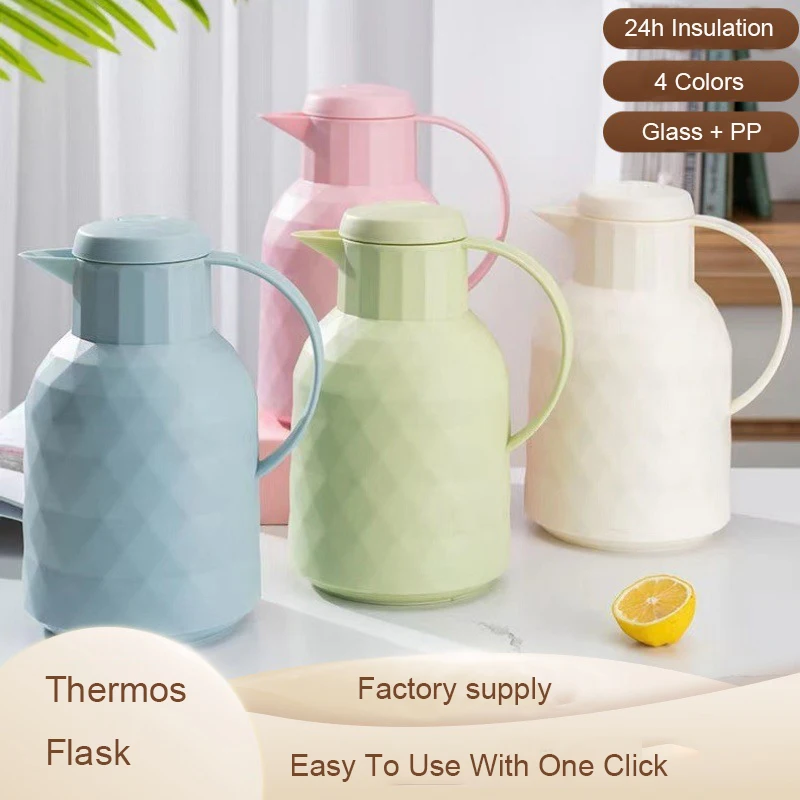 Nordic Home Glass Inner Rhomboid Insulation Pot Large Capacity Thermos Bottle Thermos Flask Coffee Pot Hot Kettle