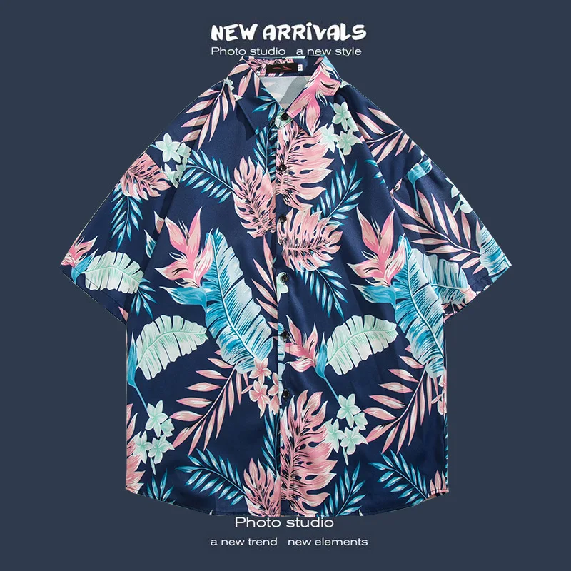 2024 Wholesale New Summer Short sleeved Flower Shirts Retro Vetiver Trendy and Beautiful Shirts Suitable for Men and Women