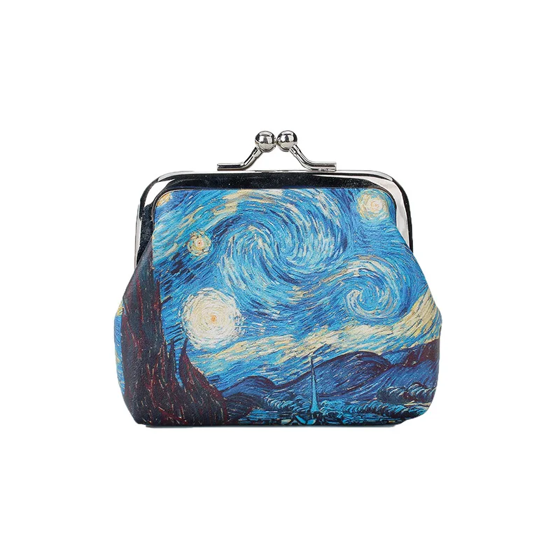 Factory Wholesale Artist Handbags Wallet With Buckle Closure Mini Oil Painting Purse