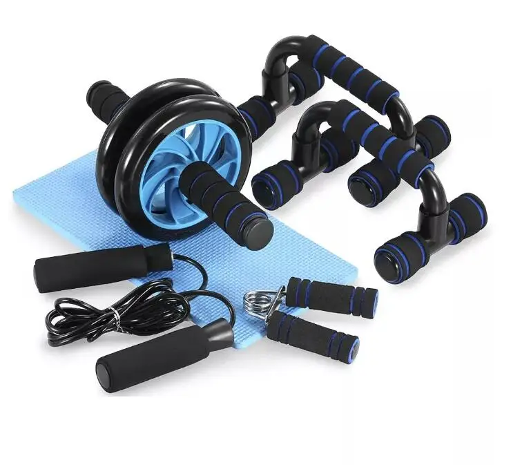 5-in-1 AB Wheel Kit With Push-Up Bar Jump Rope Hand Gripper and Knee Pad for Gym Home Workout
