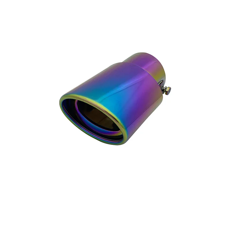 Universal Car Rear Tail Throat Liner Car Auto Round Exhaust pipe neo chrome/burnt blue Muffler Tip Stainless Steel