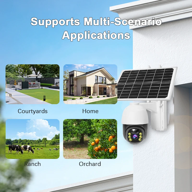 Hot 2024 New Design 3MP 2-Way Audio 360 Degree Wireless Security Camera with Night Vision Wifi Ip CCTV Solar for Outdoor Use