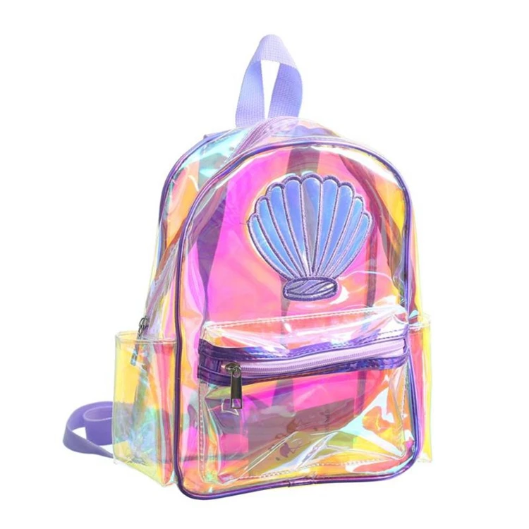 New design candy color holographic PVC backpack for girls fancy bags for girls backpack for kids