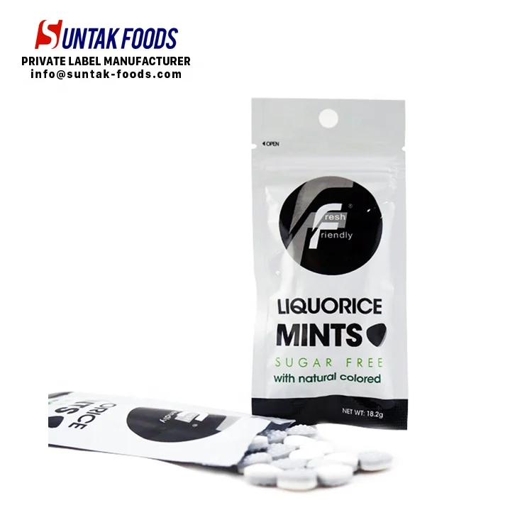 Factory Direct Sale Bulk Fresh Friendly Sugar Free Liquorice Mint Confectionery Hard Tablet Licorice Candy