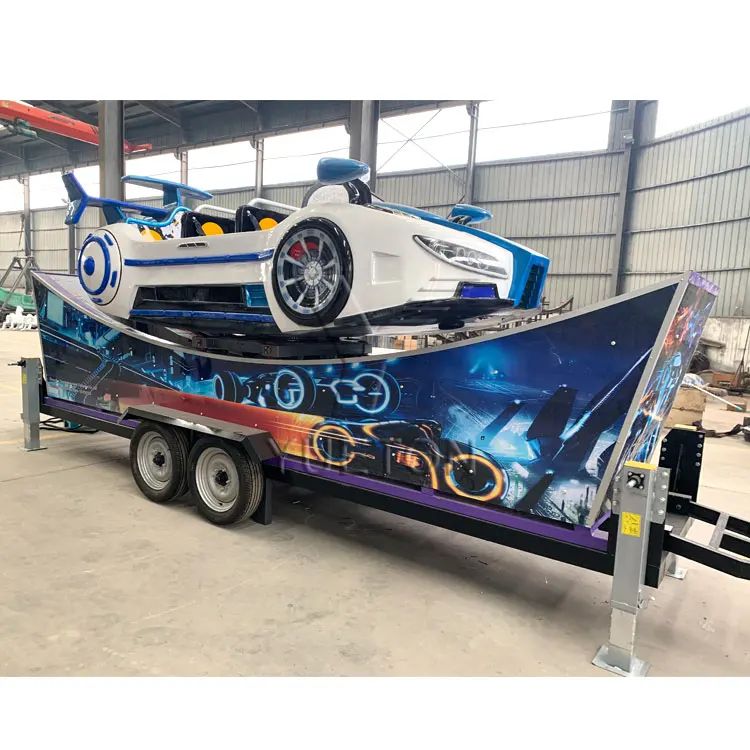 Wholesale Price Kids Mobile Carnival Portable Trailer Rides Crazy Flying Car Trailer Mounted Amusement Rides