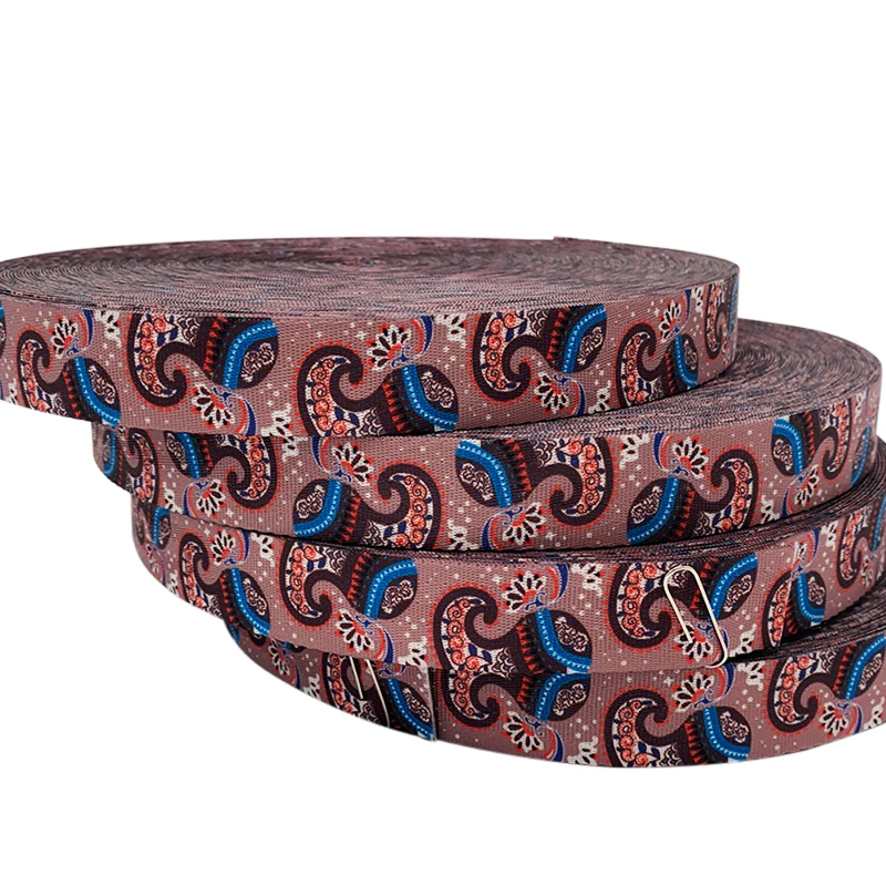 Высококачественная прочная полиэфирная тесьма для ремня безопасности 25 мм, новый дизайн, полиэфирная тесьма для сумок с принтом