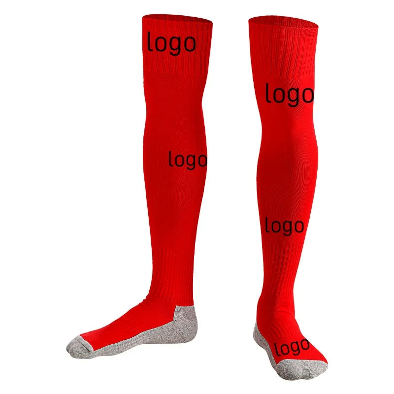 Factory High Quality Custom Logo Design Cotton Socks Soccer Sport Football Grip Socks Long Thigh-high Sock