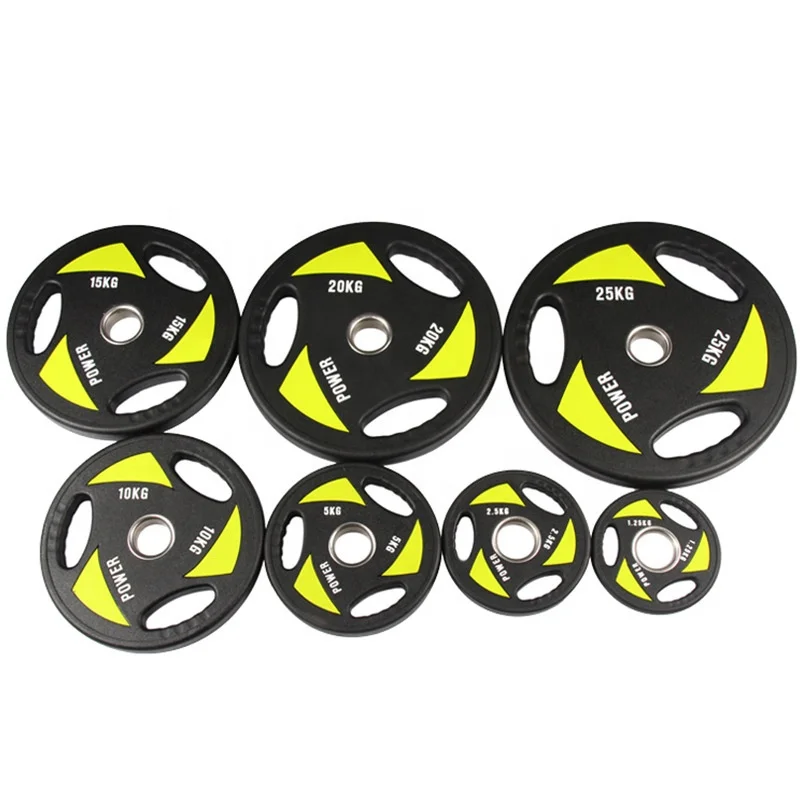 Linefar Fitness Professional Wholesale Yellow CPU Three Hole Weight Plates Barbell Plates