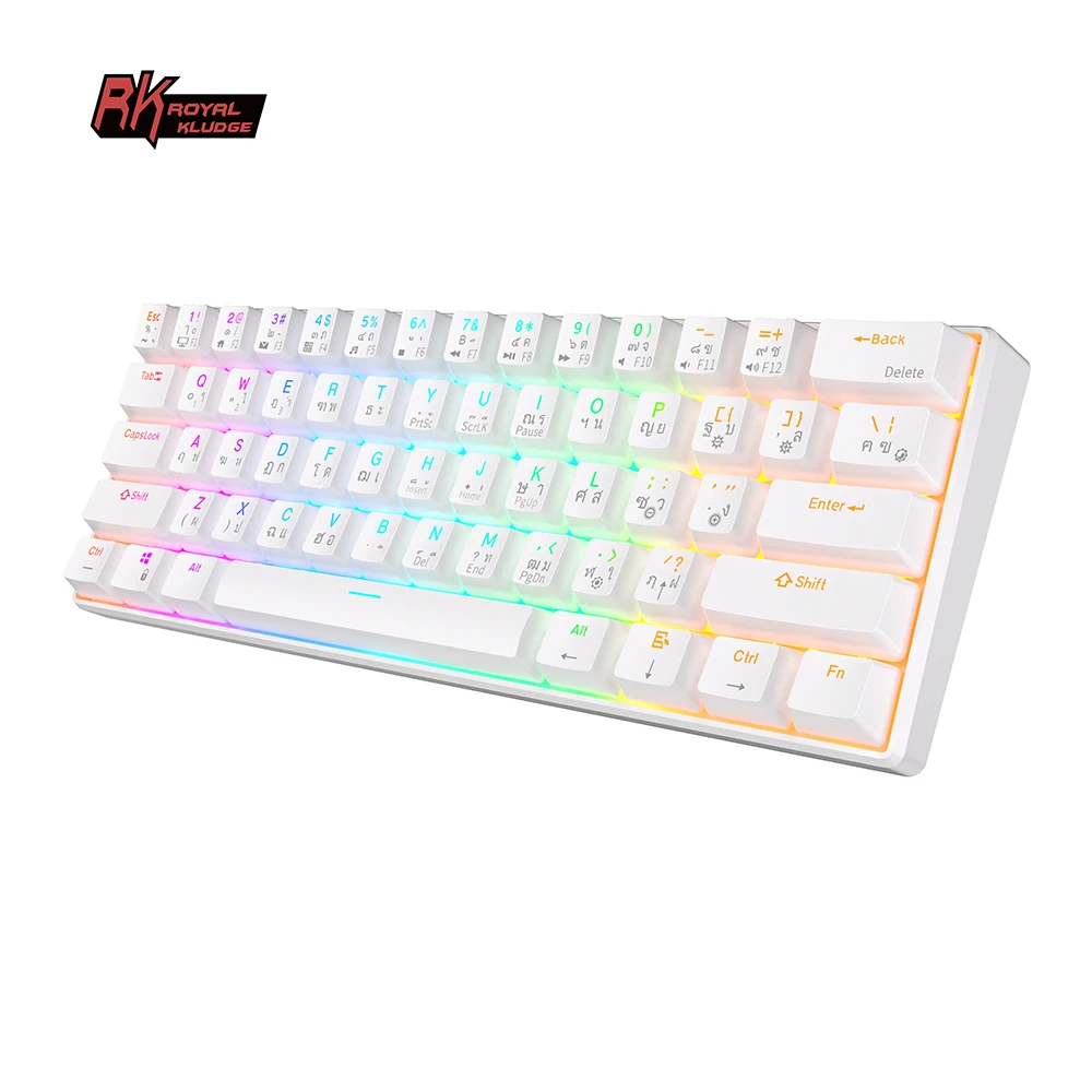 Игровая беспроводная клавиатура Royal Kludge RK61 RK835, 61 клавиша, hotswap, тайская Клавиатура teclado, 60% cher, красная механическая клавиатура