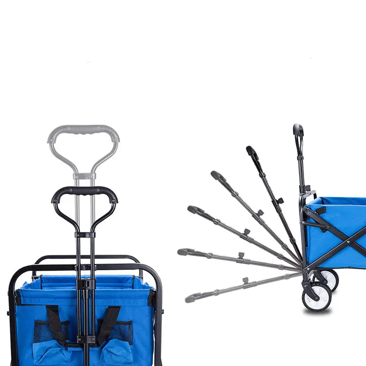 Collapsible Sturdy wide wheels metal shopping wagon folding beach trolley cart