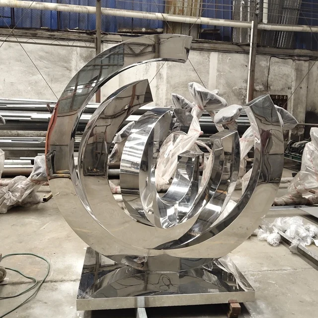 Contemporary metal artwork stainless steel yard statue modern garden decoration outdoor landscape sculpture