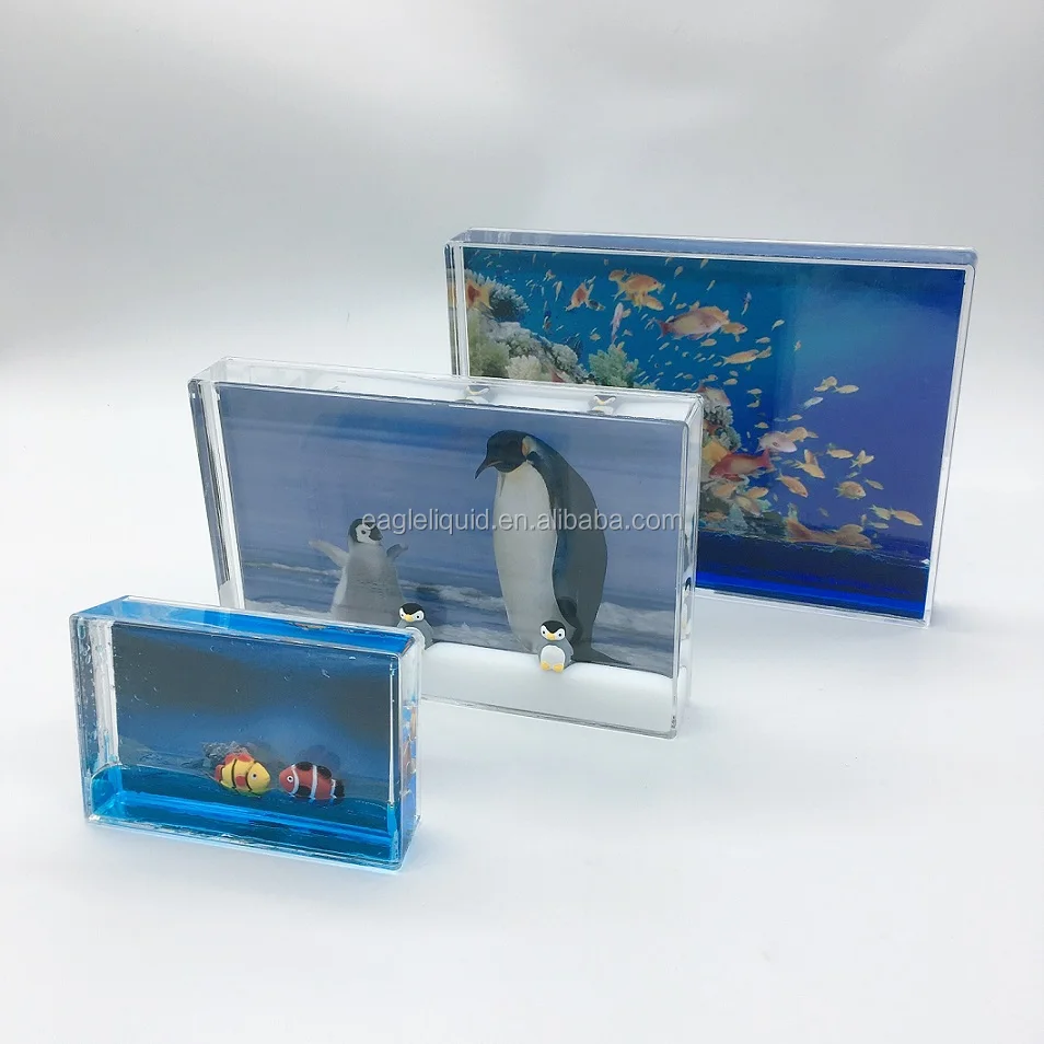 White water oil floating penguin floater plastic photo frame