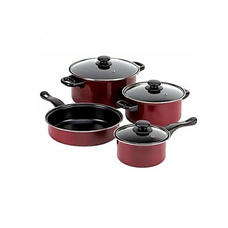 Hot Sale 7pcs Non Stick Cookware Set Glass Cover Non Stick Pan Set