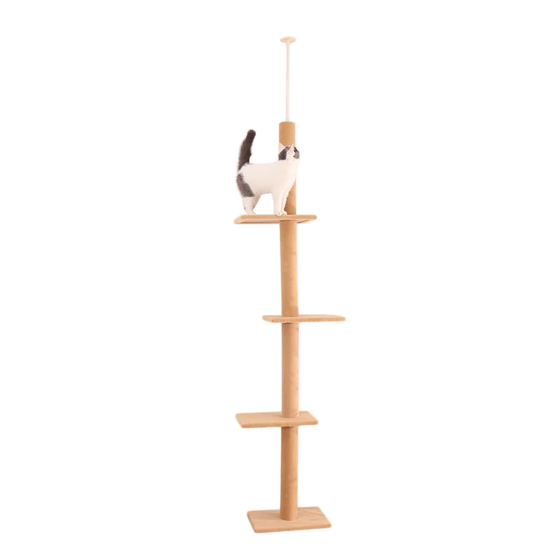 
US Warehouse Free Shipping Up-to-ceiling Cat Climbing Tower Cat Tree For Resting Khaki 