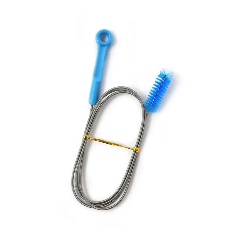 Manufacturer Direct Sale Long Handle Nylon Pipe Blue Cleaning Straw Brush For Long tube