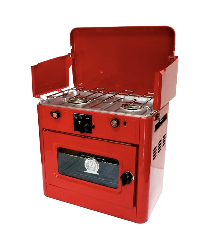 Hot Sale Luxury Portable Outdoor Camping 2 Burner BBQ Gas Oven With Stove Garden Gas Cooker For Barbecue