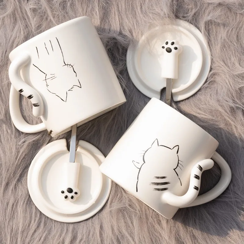 Manufacturer Custom Mug Personality Trend Ceramic with Lid Cute Creative Home Office Boy and Girl Couple High Quality Cartoon