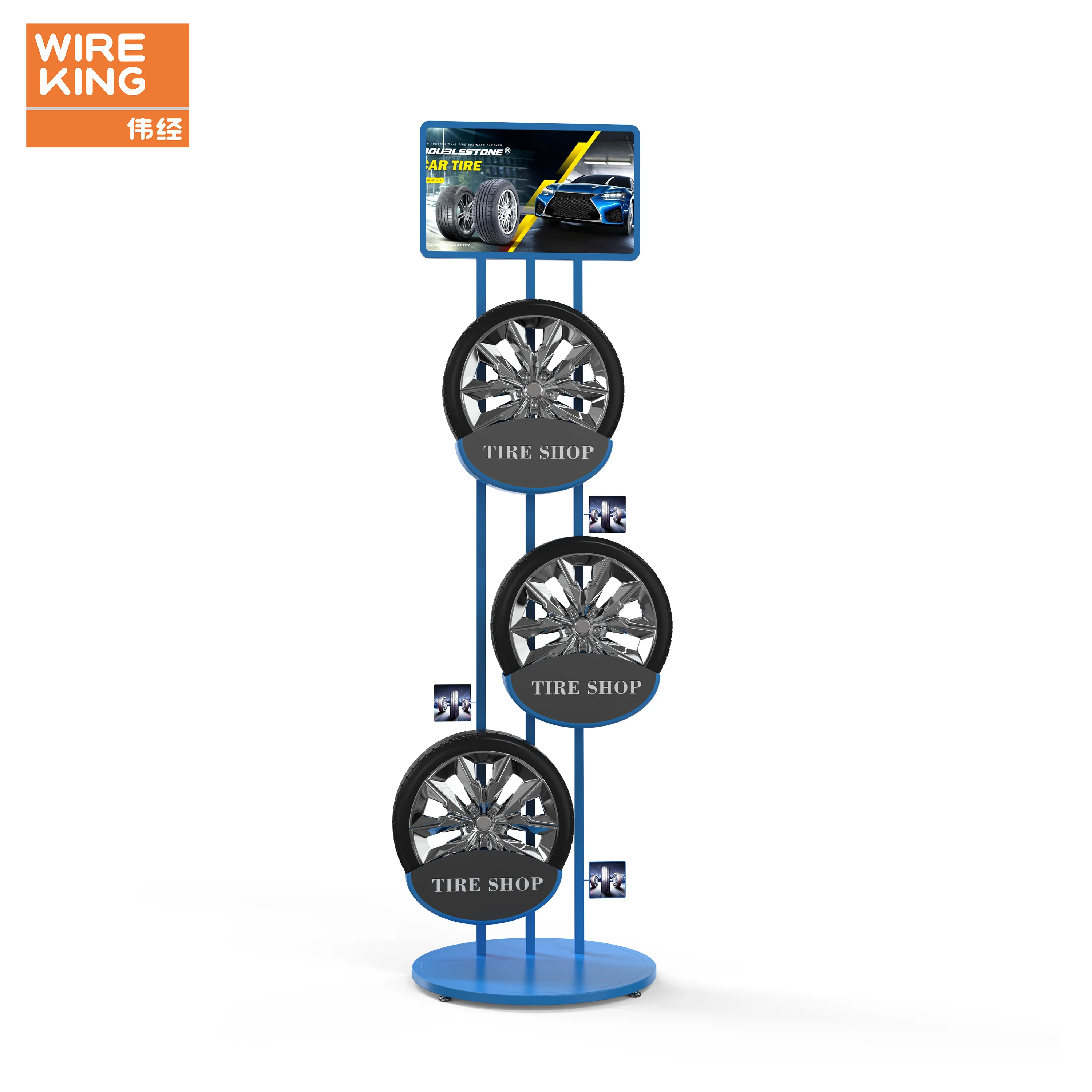 Custom 3 Tier Metal Car Tire Display Rack 4S Store Display Standing Car Wheel Rim Tire Display Stands Rack