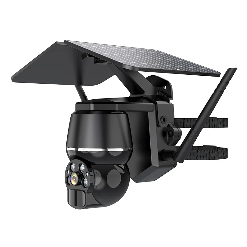 4G Solar Security Camera Outdoor Camera Solar Powered or USB Cable Power 360 View Pan Tilt Strobe Light/ Spotlight