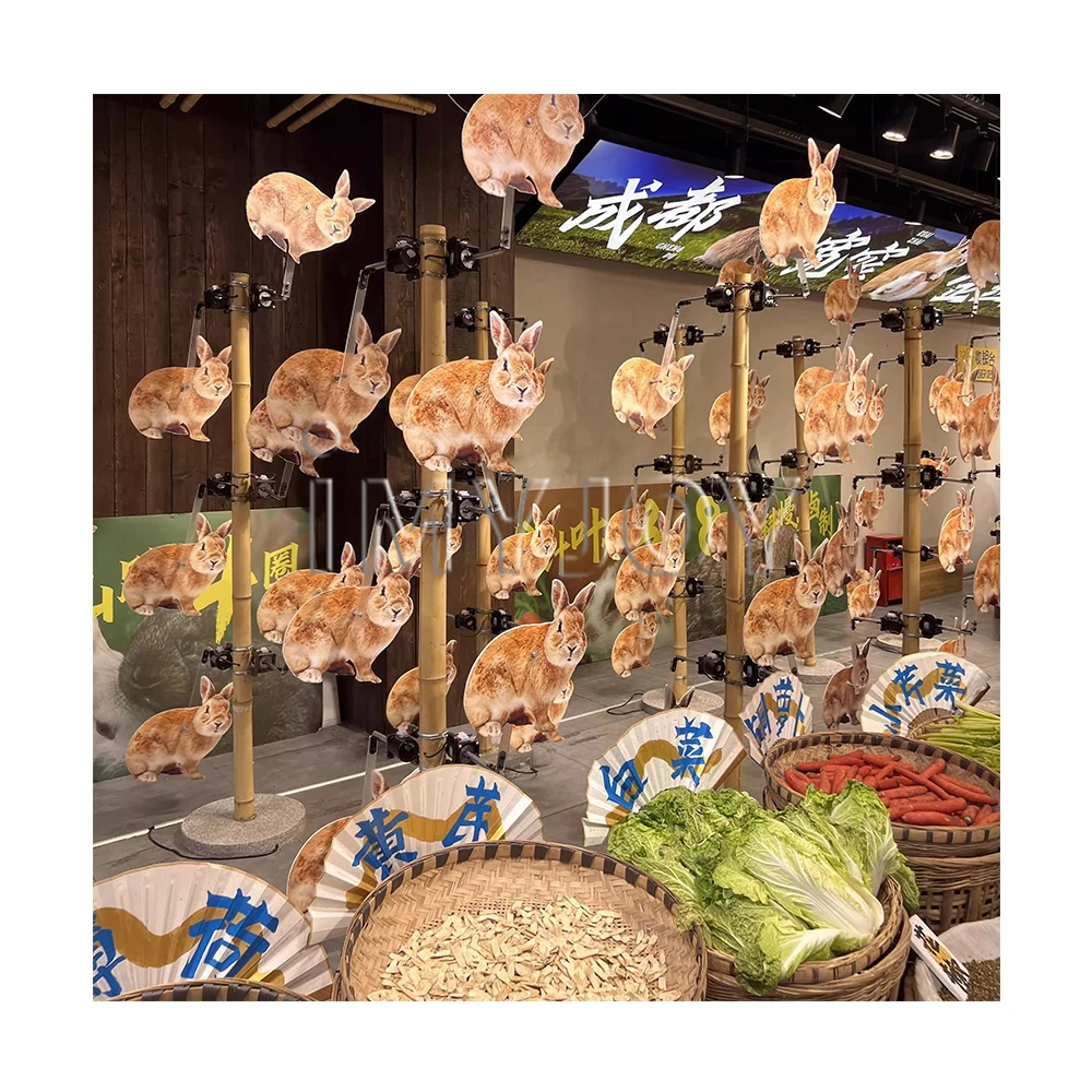 Carnival attract popularity activity prop personalized custom 3d puzzle spinning duck rabbits wooden animals sculpture