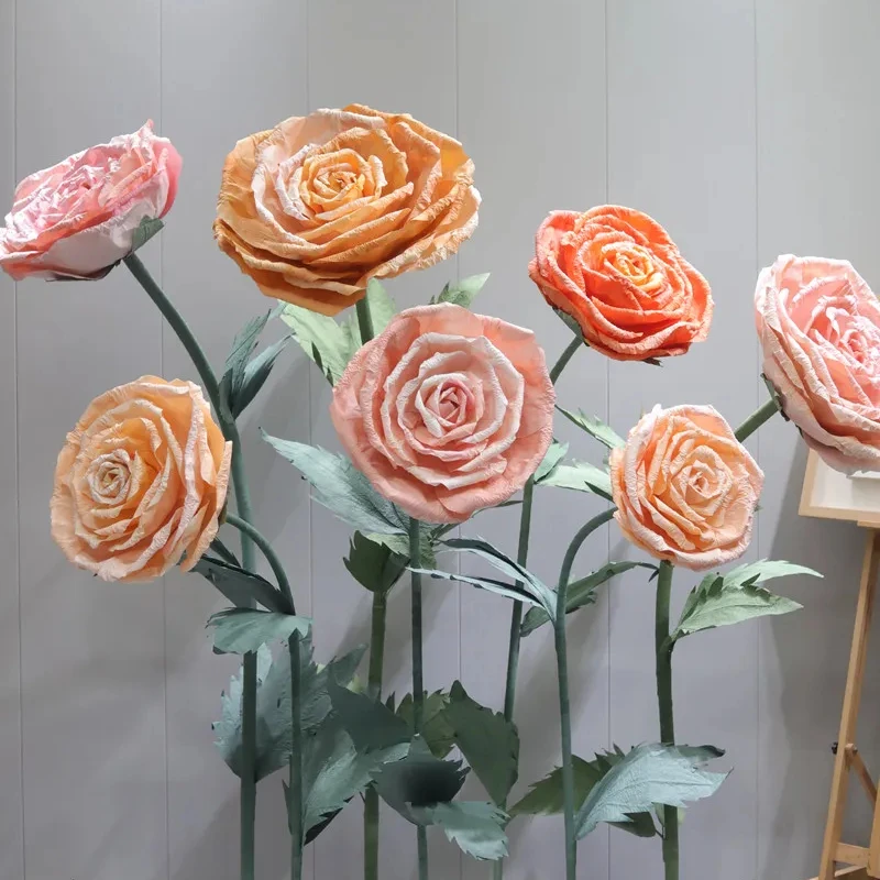 L-GF006 Wholesale artificial giant flower decoration giant paper flowers white giant organza poppy flower for wedding decor