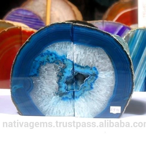 Книжные блоки с голубым агатом