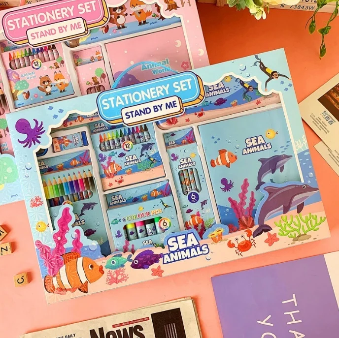 Good quality stationery set  carton styles kids stationery Wholesale Creative cartoon back to school stationery set