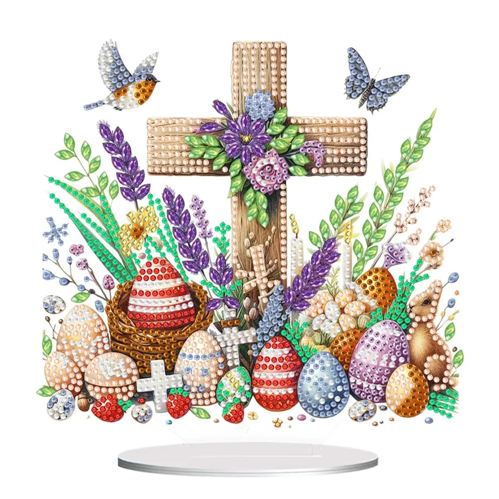 Acrylic Cross Flower Easter Egg  5D DIY Craft Ornament