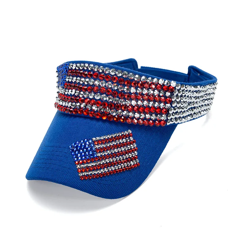 Rhinestone Sparkle Sun Hats Adjustable USA Women Bling Visors Hat