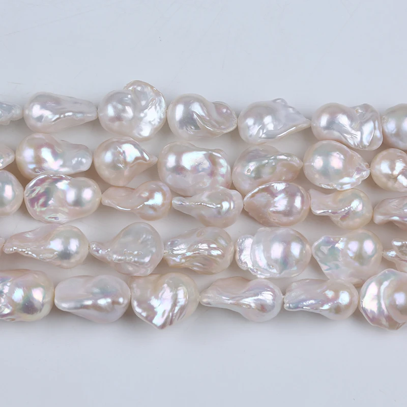 ZHUHJI Wholesale 16-19mm White  Baroque Natural Freshwater Cultured Loose Pearl