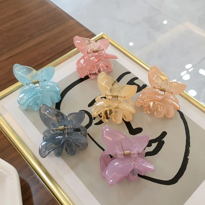 Hot Sale Beautiful Plastic Hair Claw Korean Crab Claws Hair Accessories Acrylic Butterfly Hair Clip Claw for Girls