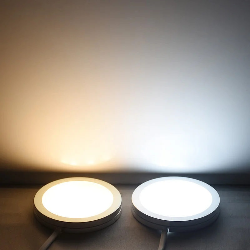 LED Puck Light LED Under Cabinet Lighting DC12V Round Shape Led Wardrobe Sensor Cabinet Closet Small Circle 12V Puck Light