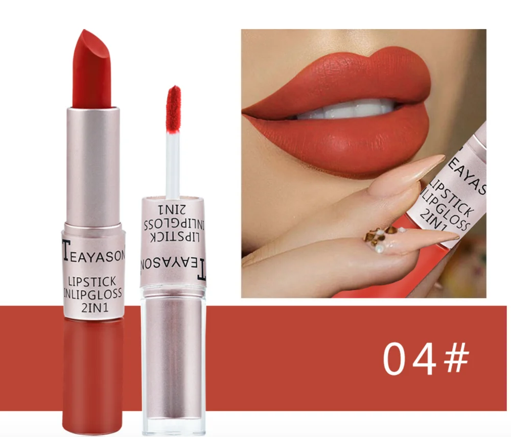 Private Label Multi Color Makeup Matte Waterproof 2in1Liquid Lipstick With Lipstick