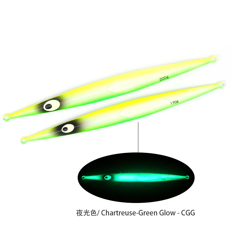 170g 200g Metal Jig Lure Fast Fall Luminous Japan Quality Slider Saltwater Fishing Lures Slider Jig