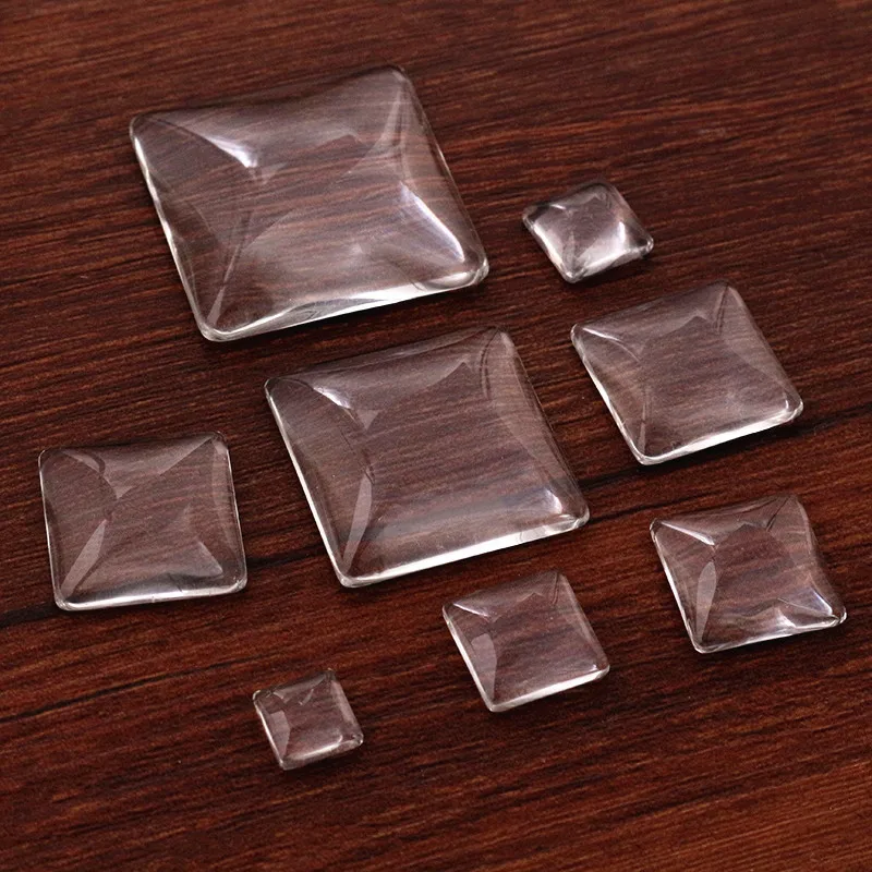 8mm 10mm 12mm 15mm 18mm 20mm 25mm 30mm Square Flat Back Clear Glass Cabochon, High Quality,Wholesale Promotion