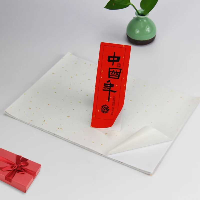 Wholesale Waterproof  A4 Label Sticker Self Adhesive Die Cut Gold Glitter Xuan Paper rice paper