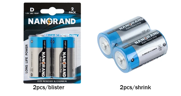 1.5v NANGRAND Zinc Carbon Battery R20p D Size R20 Batteries