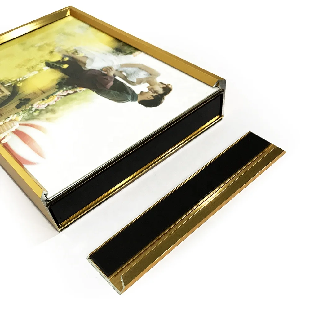 Small Quantity Customization Magnetic Photo Frame Aluminium Gold Metal Photo Frame Photo Wall for  Wall Decoration