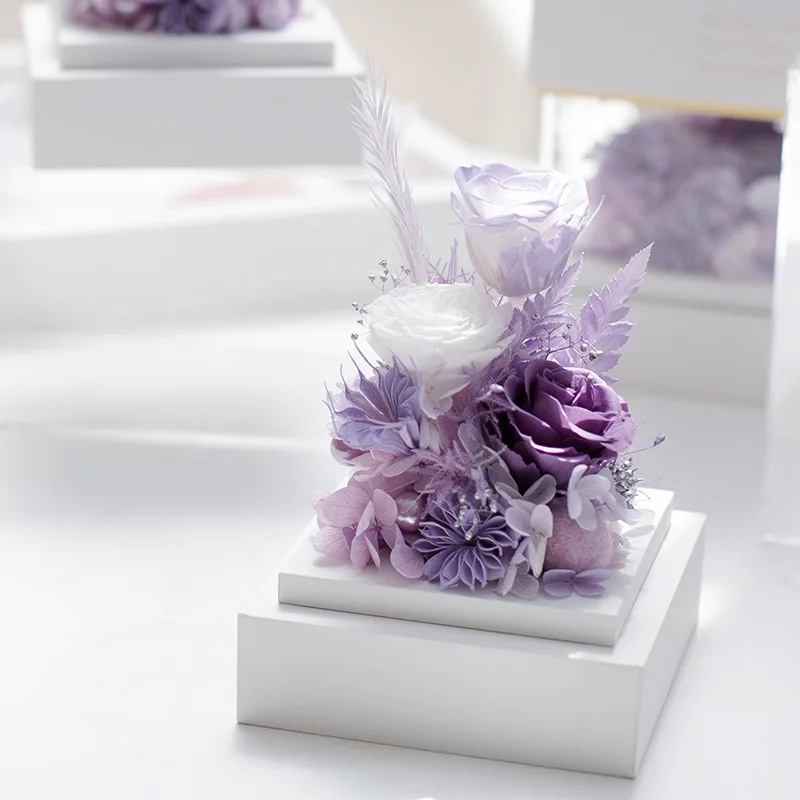 Novelty Design Valentine Gifts Luxury Real Handmade Gift Crafts Eternal Preserved Flower Infinity Rose in Acrylic Box