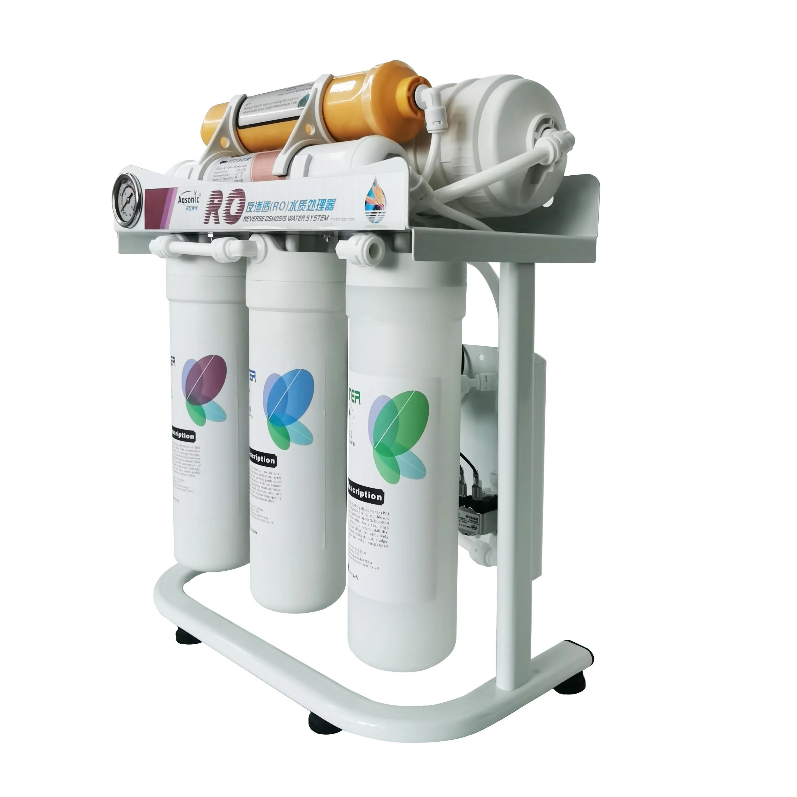 Home 600GPD water purifier integrated RO membrane and filter 6-stage mineral filter automatic flushing without tank