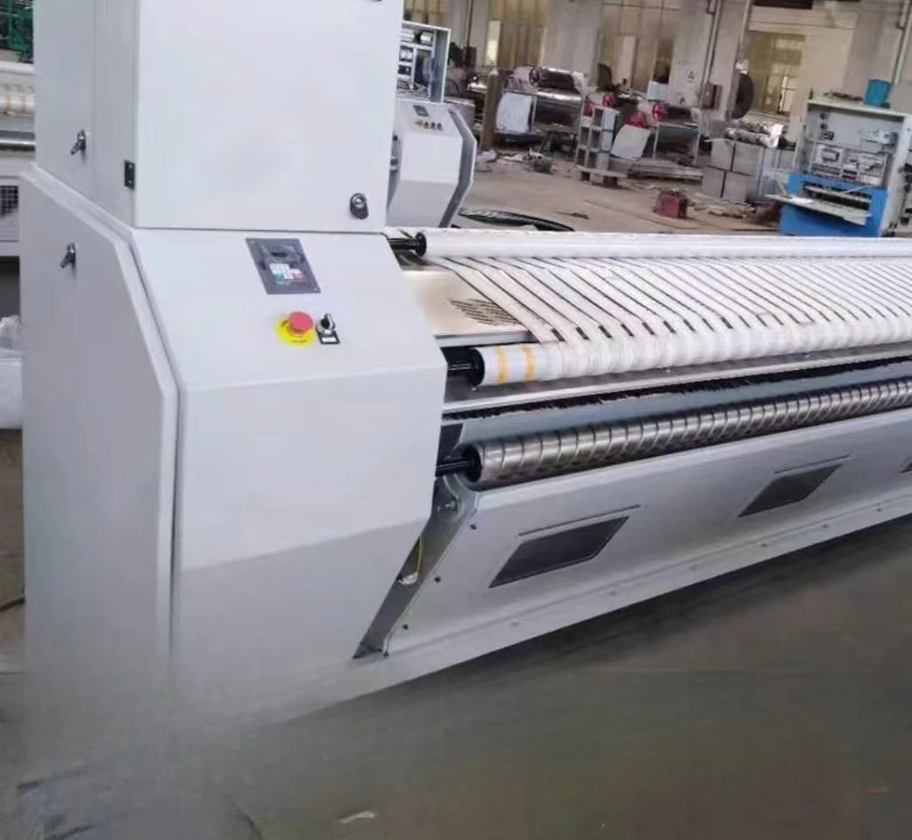 A high-speed ironing machine with double-sided function, automatic cloth feeder