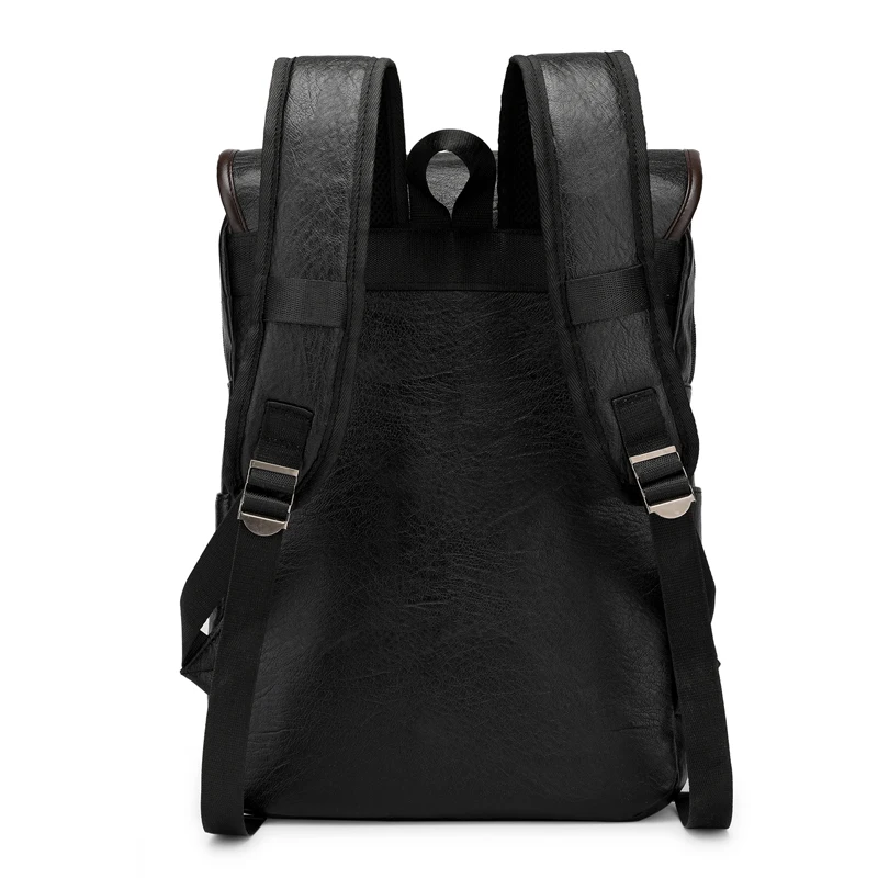 large capacity waterproof travel backpack computer laptop bags vintage casual PU leather backpack