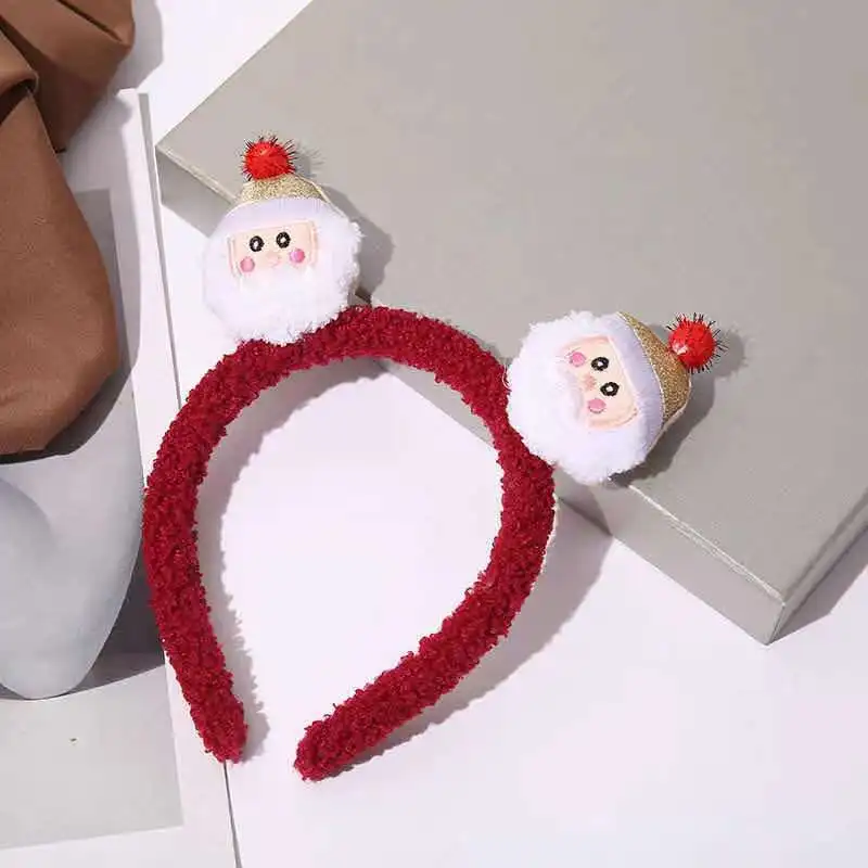 High Quality Christmas Antler Snowman Headband Plush Funny Headwear Girls Multicolor Santa Claus Headband