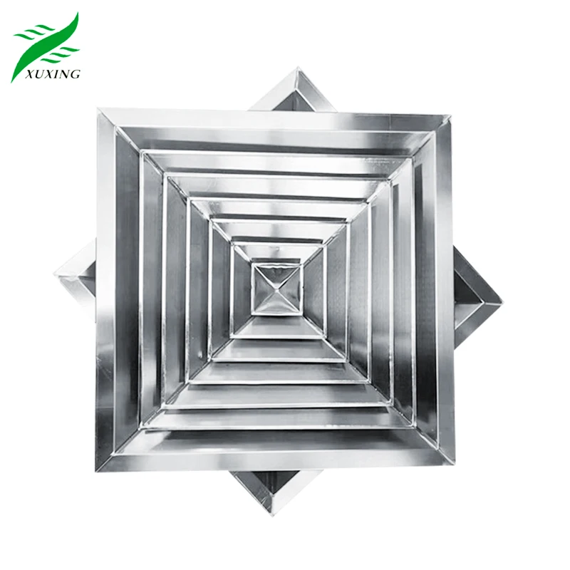 Hvac Air Conditioning Directional Ac Diffuser Stainless Steel 304 316 Supply Ceiling 4 Way Square Air Diffuser