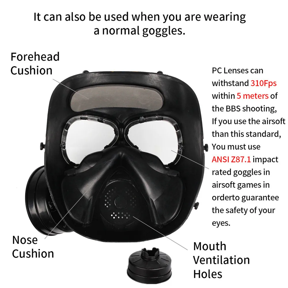 Outdoor Sports Combat Games Full Face air Filtration Mask for CS Tactical Mask with Double Fans