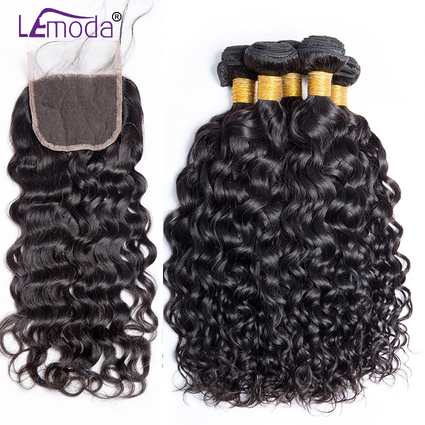 Factory Wholesale 9-14A Grade Cuticle Aligned Virgin Mink Brazilian Remy Hair Weave Water Wave Human Hair Bundles With Closure