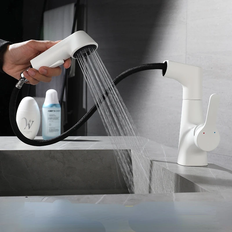 White copper hot and cold display faucet Universal leading undercounter mechanical arm basin faucet