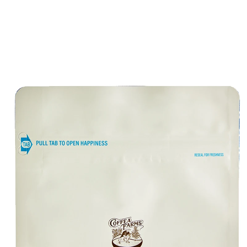 Renewable 8Oz 180Microns white  PET/VMPET/CPP Moisture Proof Large Coffee Beans Flat Bottom Bag With Degassing Valve And Ziplock