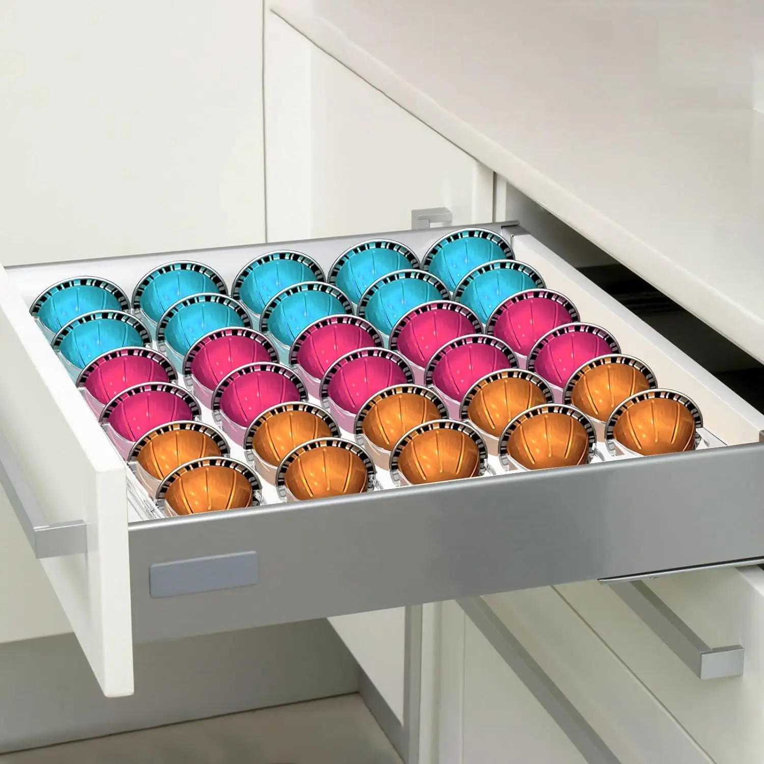 2 Pack Coffee Pod Holder for Vertuoline Capsule, Acrylic Drawer Insert Organizer Tray for Countertop, Kitchen, Home, Office