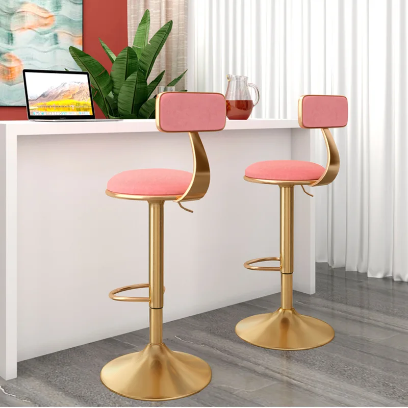 Bar Chair Nordic Tall Counter Furniture Gold Metal Velvet Back Luxury Kitchen Leather Modern High Stool Bar Chairs For Bar Table
